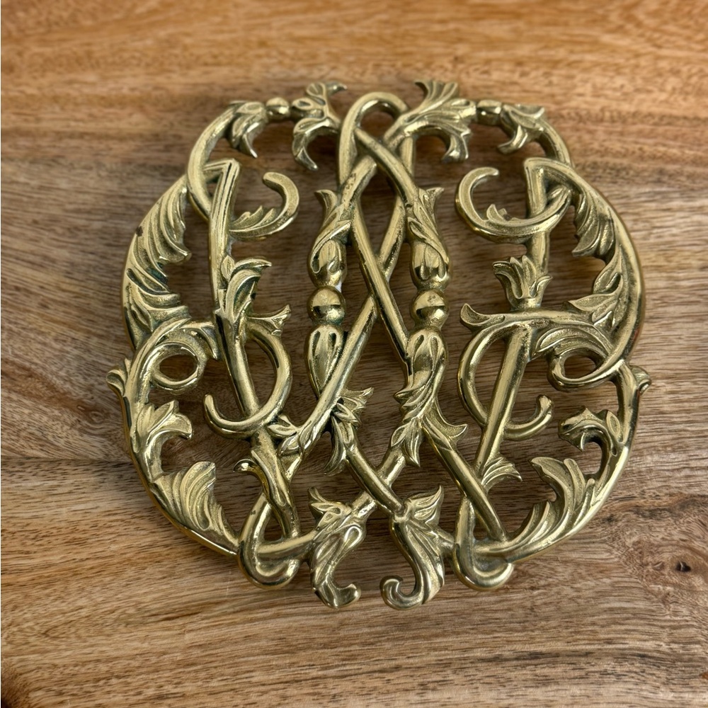 Vintage Brass Trivet Colonial Williamsburg Virginia Metalcrafters 1969 Decor